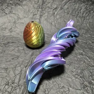 3D Printed Twisty Fidget Egg, Easter Egg Design, Fluid Flow Stress Relief Desktop Ornament for Home & Office