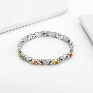 Adjustable Energy Magnet Bracelet High-End Colored Diamond-Set Fashion Cool Bracelet Women's Birthday Gift Party