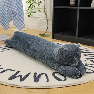 1pc Cute cat cartoon animal rectangular pillow, bedroom bed, sleeping gray cat cushion pillow, home decoration pillow - suitable for festival gift