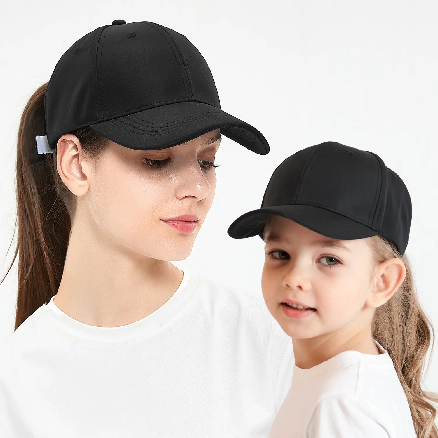 Unisex 2026 Euro-American Style Outdoor Snapback Baseball Cap - Parent-Child Family Hat with Ponytail Cutout, Black, Snapback Hats, Men's Snapback Hats