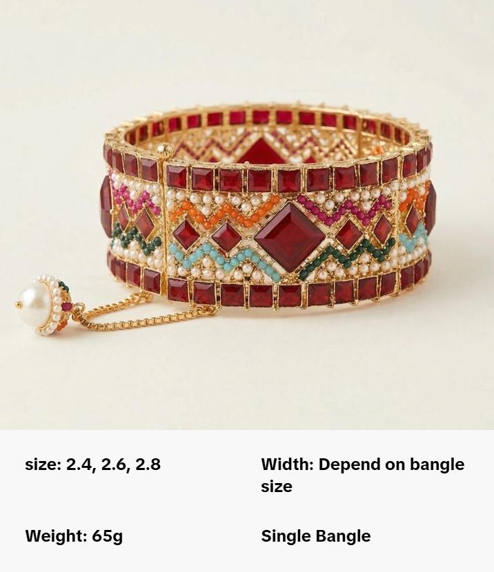 Premium Openable Statement SINGLE Bangle - 2.4, 2.6 and 2.8 with Gold Plating and Colorful Gemstones for Festive Wear simple style jewelry Premium Openable Statement SINGLE Bangle - 2.4, 2.6 and 2.8 with Gold Plating and Colorful Gemstones for Festive Wear simple style jewelry