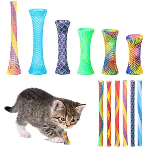 40 Pcs Cat Spring Toys Kitten Colorful Fun Tubes Indoor Interactive Cat Tube Plastic Coil for Pet Hunt Scratching, Random Colors
