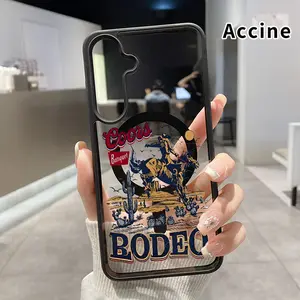 Magnetic Soft Case Compatible With Samsung Galaxy S26 S23 Ultra S24 Plus S25 Edge S22+ FE Non-Yellowing Drop Protection Transparent Acrylic Cowboy Rodeo Scene Pattern Shockproof Silicone Cover Supports Wireless Charging