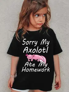 Sorry My Axolotl Ate My Homework Kids T-Shirt Funny Axolotl Graphic Tee for Girls Boys