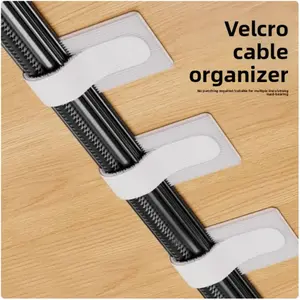 20 self-adhesive Velcro cable ties, available in black, gray, and white - perfect for organizing and securing, multifunctional desktop nylon tape organizer, wall cable management clips, computer cable clamps, and network cable straps