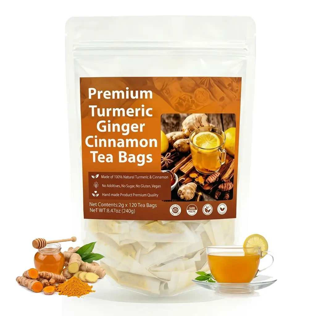 Turmeric Ginger Cinnamon Tea –Organic Herbal Wellness Blend, Antioxidant-Rich Detox Tea,  100%handmade, Caffeine-Free, Sugar-Free, Gluten-Free, Vegan, Digestive & Immune Support
