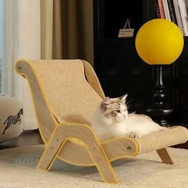 ABOSY Elevated Wooden Cat Recliner Scratcher - Hemp Claw Grinding Pad, Anti-Scratch Nest, Pet Hammock, Homemade Toy for Up to 20lbs (20lb) Kittens, Cat Pet Supplies