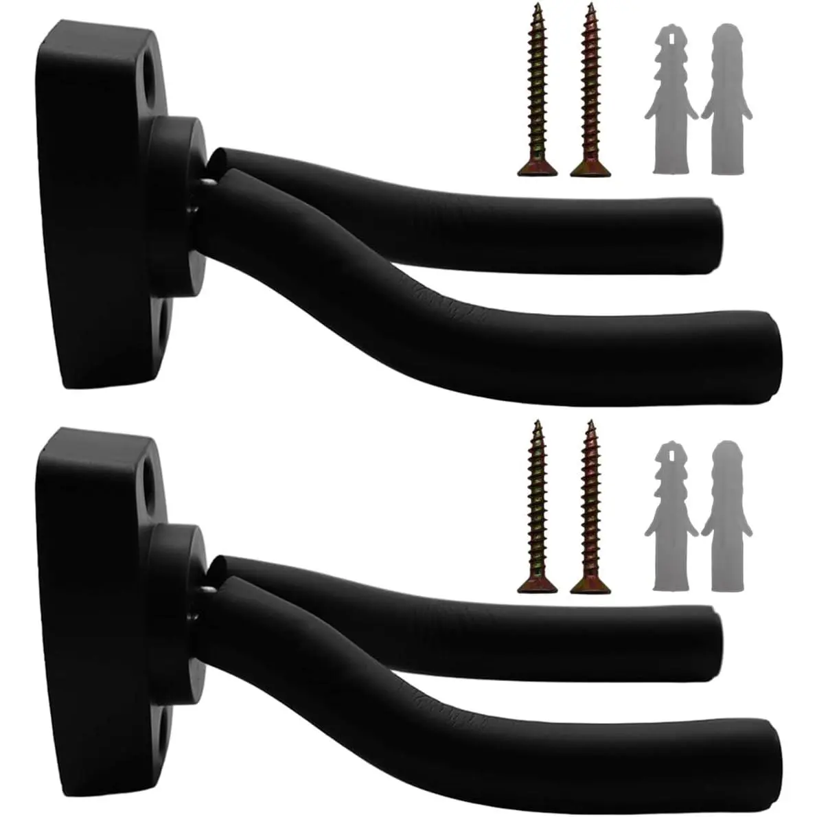 2-Pack Guitar Wall Hook Holder, Adjustable Arms, Coated Will Not Mark, Easy-to-Install Wall Mount Stand for Ukulele, Violin, Guitar & Bass Accessories