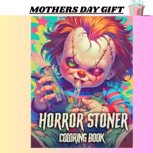 Horror Stoner Coloring Book: 50 Coloring Pages Spooky and Cute Horror Characters Trippy For Relaxation, Perfect for Men & Women