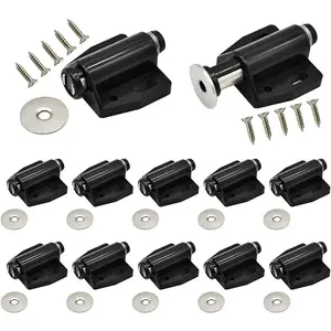 12Pack   Push to Open Door Latch for Heavy Duty Door Push Release Latch Kitchen Drawer Push Catch Pop Out Latch Kitchen Closet Door Closing (Black)