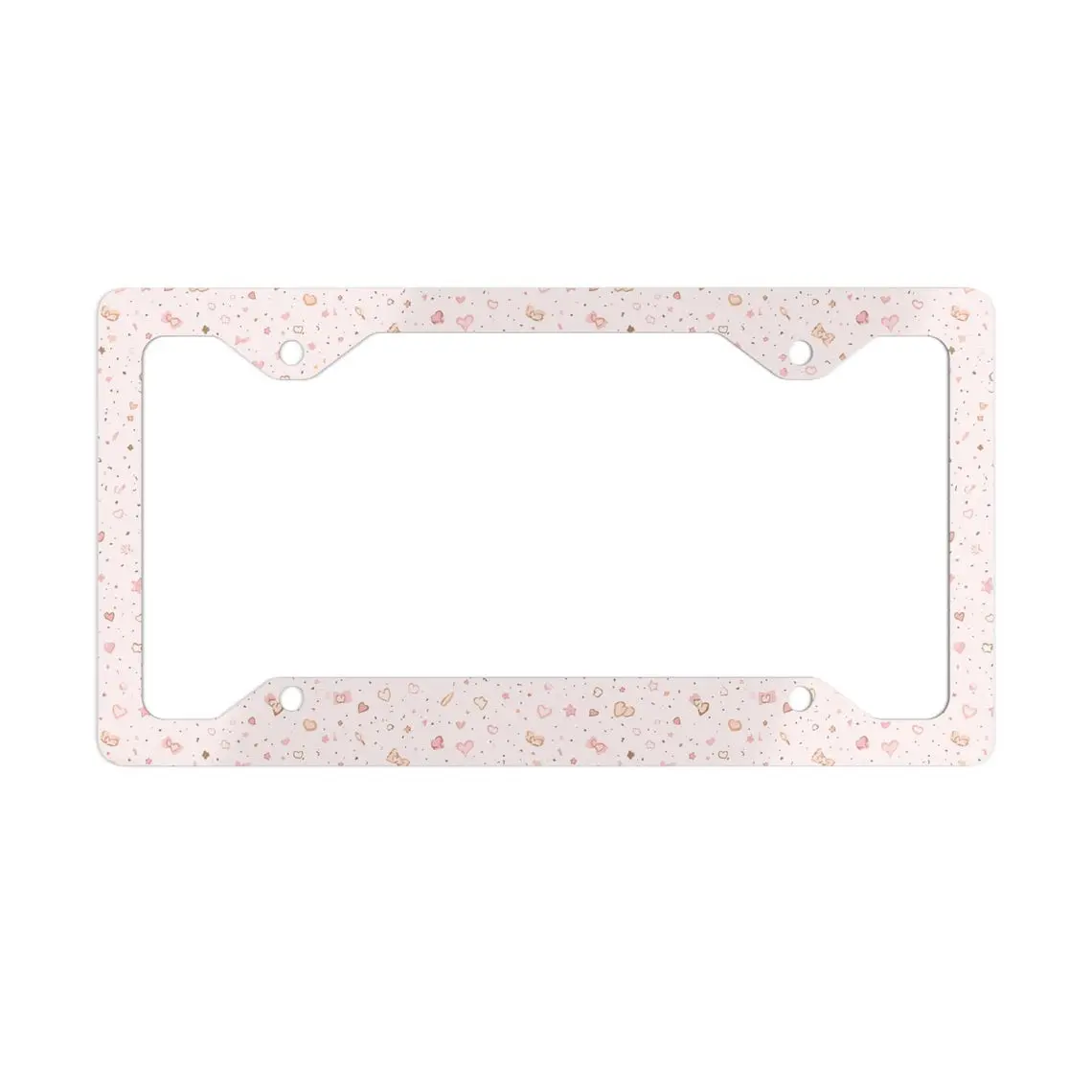 Cute License Plate Frame Neutral, Pink Beige Hearts Car Decor, Aesthetic Auto Plate Frame, Soft Girl Car Accessories