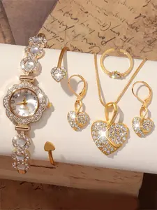6-piece exquisite women's watch set, fashionable quartz watch, casual watch, women's watch set