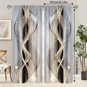 Modern Abstract Art Print Curtains, High-Definition Digital Printing, Polyester Material, Semi-Transparent Privacy Protection, Home Decoration Curtain, Room Decor Curtain, Window Curtain