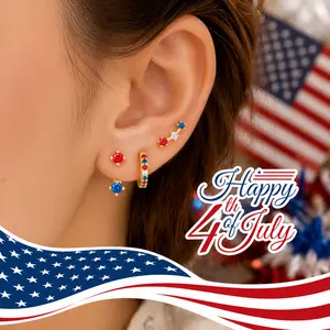3 Pairs Dainty Small Earrings for Women Trendy, Birthstone Stud Huggie Hoop Jacket Stack for Cartilage Helix, 18k Gold Plated Hypoallergenic Cute Women Fashion Accessories Western Jewelry Gifts
