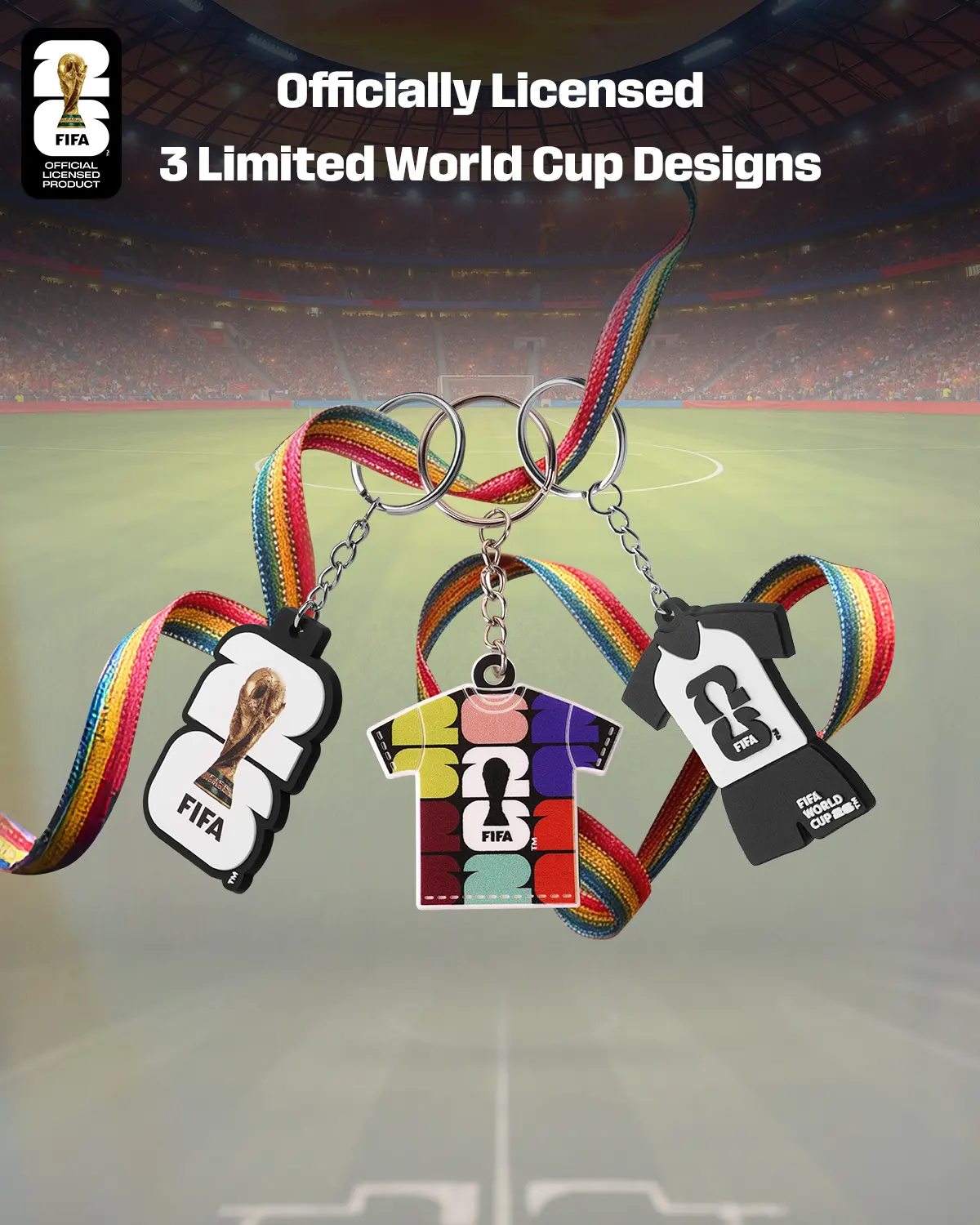 FIFA World Cup 2026 Officially Licensed Jersey Keychain 3D Embossed Details Zinc Alloy Ring Durable PVC Portable Backpack Accessory Football Fan Collection Sports Souvenir ,Fan Holiday Gift