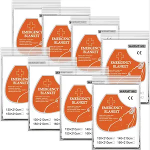 8 Piece Emergency Polyester Film Blanket Set, Rescue Survival Heat Blanket, Silver Color Foil First Aid Blankets, Winter Reflective Aluminum Blanket, Outdoor Survival Supplies