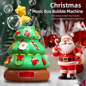 Christmas Tree Bubble Machine for Kids, DIY Christmas Tree Decorations Bubble Maker Toys, Automatic Blower Machine with Music Suitable for Outdoor & Indoor Activity Box Gift jumping Ornaments