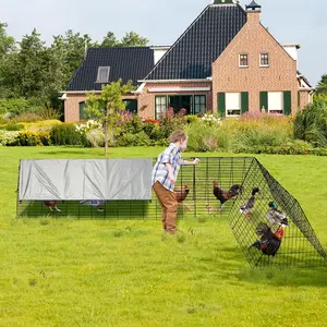 Outdoor Chicken Tunnel for Free-Range Garden Protection, Portable Metal Poultry Run with Waterproof Cover and Adjustable Corner Frames, Chicken Coop for Ducks Rabbits Yard
