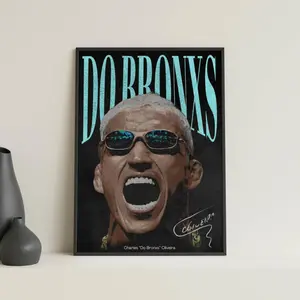 Charles Oliveira Vintage UFC Fighter Poster Canvas Wall Art, Featuring Elite Headshot with Stats in a Unique Design, Premium MMA Fan Merchandise for Home or Gym Decor  Frameless Poster