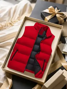 Men's Lightweight Fitted Casual Plain Vest, Foldable Design for Autumn & Winter, Warm & Comfortable Daily Wear, Perfect for Storage