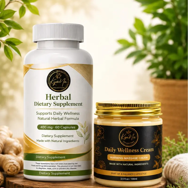KASEVANT Daily Wellness Support Duo – Herbal pills Supplement & Warming Massage Cream