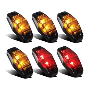 Partsam 4pcs Amber + 2pcs Red Universal Trailer Smoked Side Marker Lights Surface Mount 2 Diodes, Sealed Mini LED Clearance or Identification Lights for Pickup Truck RV Camper (2.54" x 1.06")