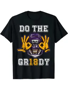 Do The Griddy Griddy Football Graphic T-Shirt - with Purple & Yellow Team Colors Soft Retro Vintage Football Design Unisex Casual Tee for Men & Women Machine Washable Sports Apparel Gift for F