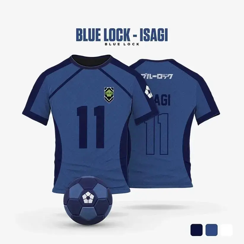 Blue Lock Isagi Yoichi Anime Soccer Jersey Set - Premium Breathable Polyester Athletic Tee Shirt with Cosplay Soccer Ball Collection, Perfect Gift for Otaku