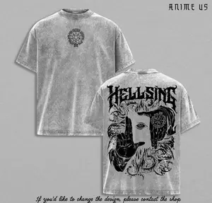 Alucard Hellsing Shirt Anime Vampire Hand Signs Graphic Tee Vintage Washed Oversized Dark Streetwear Unisex 9HU