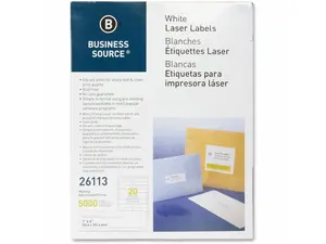 Business Source Mailing Labels Laser 1"x4" 5000/PK White 26113