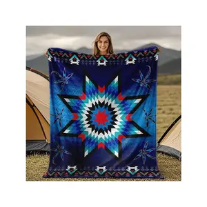 Style Quilt - Soft Flannel Bedspread Suitable All Seasons, Retro Bed Cover With Geometric Bedspread, Washable Cozy Bedding S & Rooms, Cultural