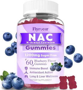 NAC Gummies 1200mg, N Acetyl Cysteine Supplement for Adults and Kids, NAC Chewable Support Liver Health, Antioxidants & Immune System, Sugar-Free, Blueberry Flavor, 60 Count