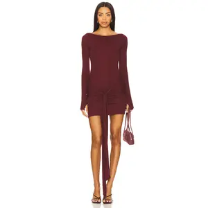 SEVEN WONDERS Petra Sleeved Mini Dress in Wine