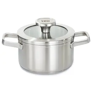 BergHOFF Leo Graphite Recycled 18/10 Stainless Steel Stockpot 6.25", 1.7qt. With Glass Lid
