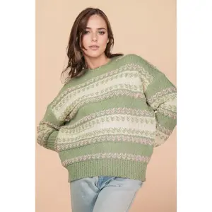 Fuzzy Color Block Knit Sweater