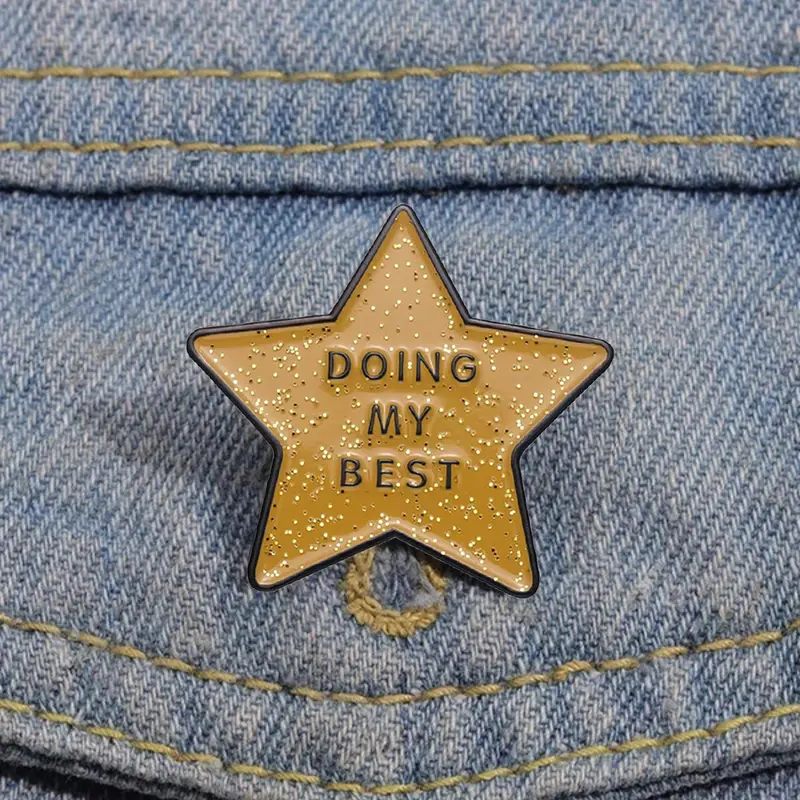 Star Shaped Brooch Pin, Slogan Pattern Enamel Pin, Suitable for Backpacks, Jeans, Hats Decoration, Trendy & Exquisite Brooch for Birthday Gift, Alloy Brooch Pin