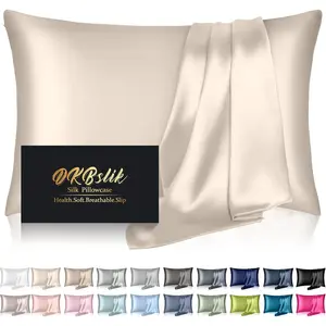 Silk Pillowcase for Hair and Skin, Mulberry Silk Pillow Cases Standard Size Anti Acne Cooling Beauty Sleep Both Sides Natural Silk Satin Pillow Covers with Hidden Zipper, Gifts for Women Men, Beige