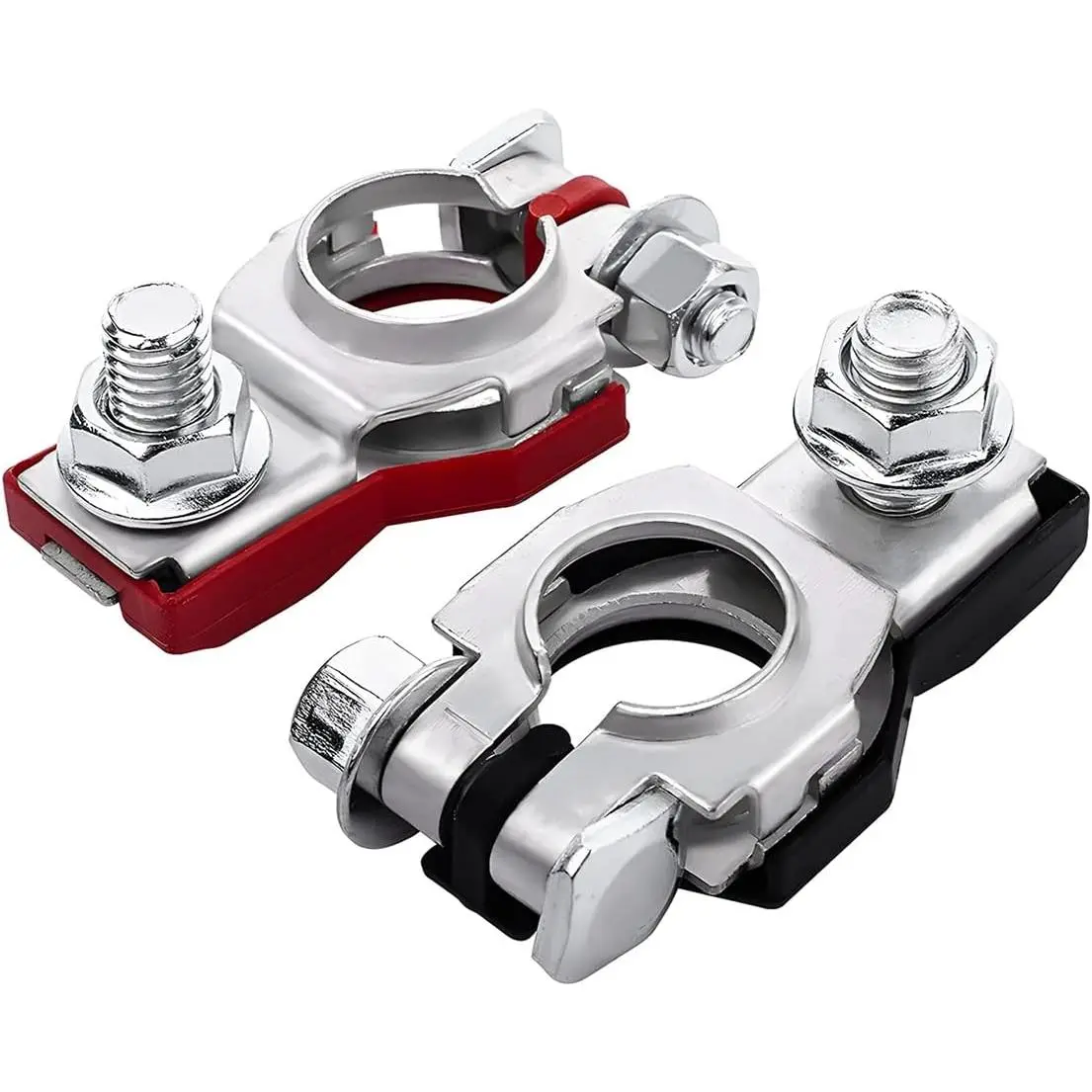 Nissan Car Battery Terminals Pair Set - 2pcs Copper+Plastic Rustproof Car Parts with Plastic Covers, Red(+)-Positive Top Post, Black(-)-Negative Battery Terminal, M8 Nut Fit Vehicle Repair Tool (Fits 243407 F000, 243407 F001)