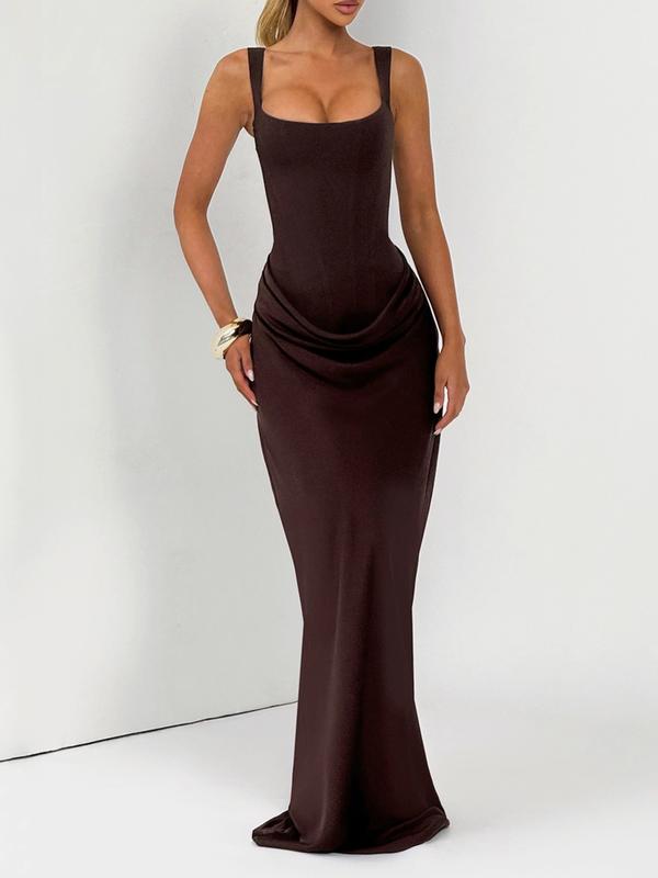 Women Drawstring Corset Evening Party Dress Elegant Occasion Wear Wedding Guest Mermaid Maxi Evening Gown