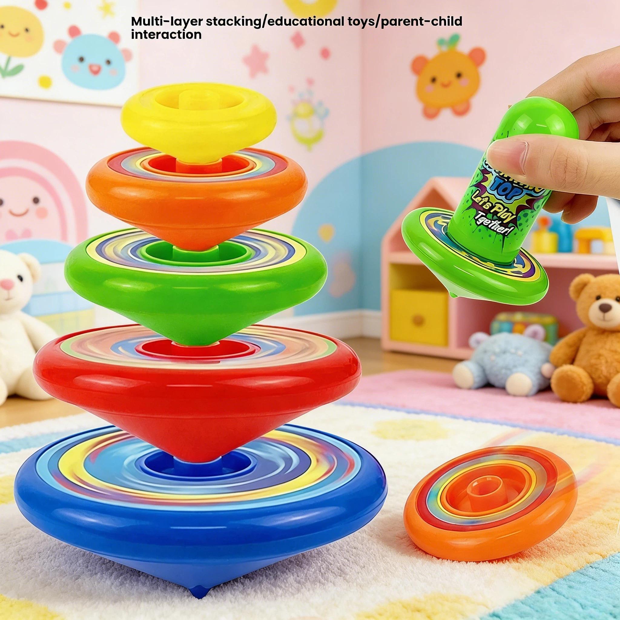 Vibrant Multi-Layer Stacking Spinning Top, Interactive Rotating Gyro Toy, Fun Competitive Battle Game for Teens & Adults