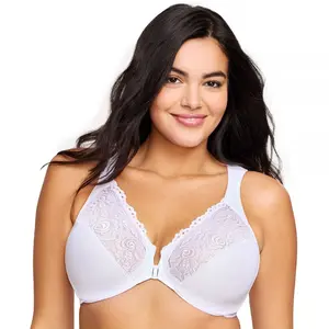 Glamorise Womens WonderWire Front-Closure Underwire Bra 1245 White 34DD