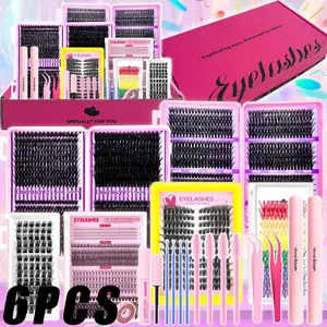 20-Piece False Eyelash Gift Set, Fluffy/dense/natural/color Options, Large Capacity, Includes Glue & Tools, DIY Lash Kit, DIY Eyelash Extensions, Ideal for Beginners DIY, Party, travels, weddings and meeting various daily makeup needs.