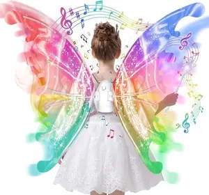 LED Butterfly Wings for Girls, Magical Light-Up Moving Fairy Wings, Musical Costume Toy, Interactive Wearable Dress-Up Accessory for Kids, Halloween Costume, Birthday Gift, Christmas Present, Valentine's Day, Cosplay Party, Princess Play, Stage Show