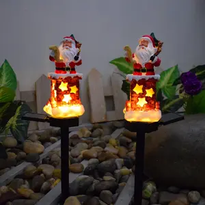 Outdoor Solar Garden Lights Santa Chimney Lamp, Automatic Smart Solar Powered Pathway Lighting, Solar Ground Lights, Christmas Holiday Yard Decoration
