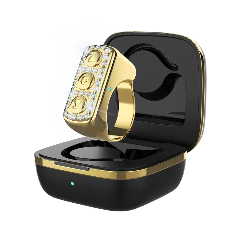 Bluetooth Rhinestones Video Scroller Ring Remote Control - Unisex 1-Size Plastic Folding Device with 250mAh Battery, Hotkeys, Music Media Keys, Camera Accessory for Selfie/Video Recording, Phone Accessory for iPhone, iPad, Android