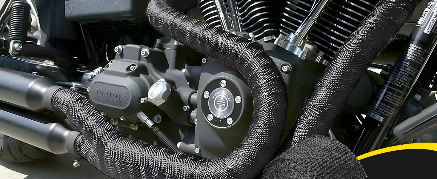 Exhaust Heat Wrap, 2"x 16 Ft, Motorcycle Fiberglass Heat Shield Tape With Stainless Ties, Black