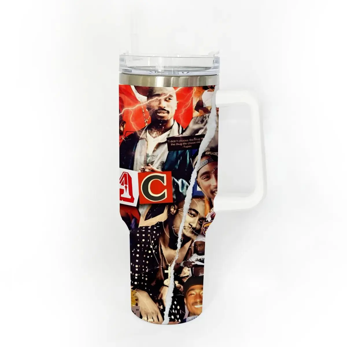 40oz Stainless Steel Tumbler, 1 Count Tupac Pattern Insulated Water Bottle, Stainless Steel Thermos, Stainless Steel Flask, Drinking Cup for Home Office School, Boyfriend Gift, Drinkware, Summer Cool Bottle