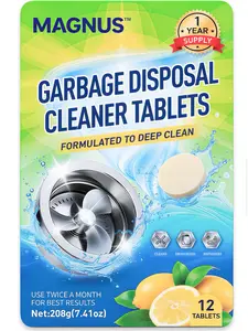 Magnus XL Foaming Garbage Disposal Cleaner Tablets - Fresh Lemon Scent, Powerful Deep Clean & Odor Eliminator for Kitchen Sink Odor Removal & Garbage Disposer Freshener, 12 Pack (24 Pack Available)