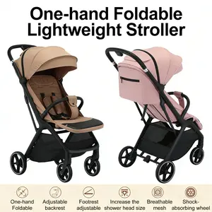 One-click Folding Lightweight Foldable Baby Stroller with 6.5" Front Wheels & 8" Rear Wheels - Perfect for Travel, Shopping & Daily Walks, Ergonomic Design, Aluminum Alloy Frame
