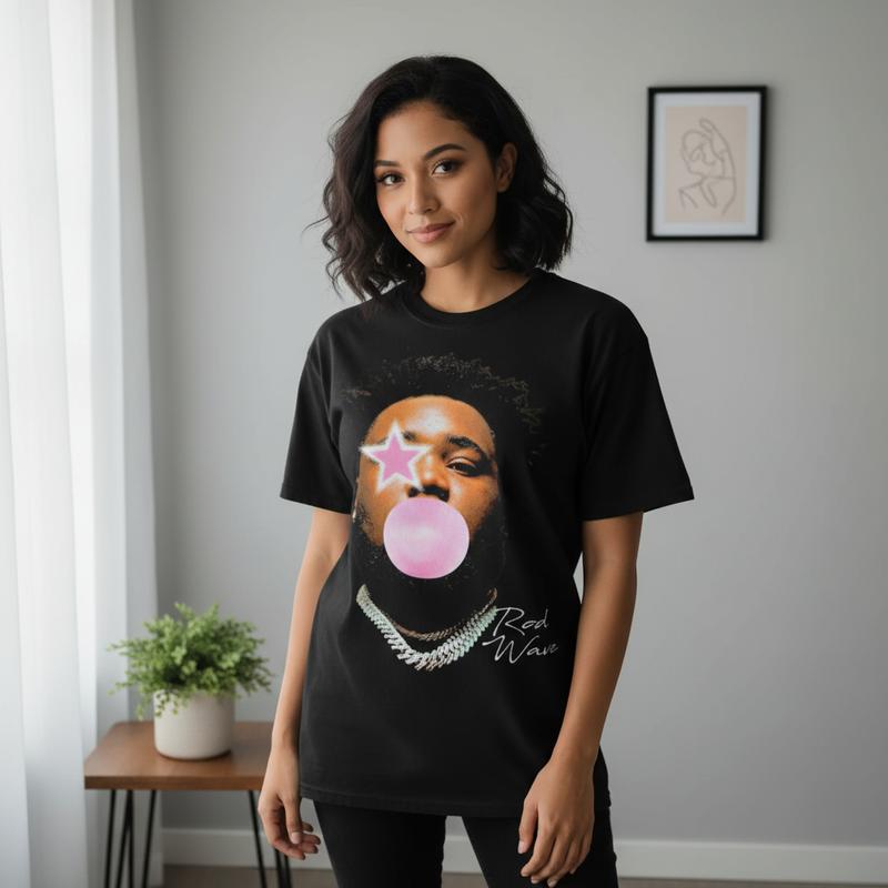 Rod Wave Pink Bubble Gum Tshirt, Rod Wave Merch, Adult and Youth Tee, Music Concert Outfit, Hip-hop Rapper Music Shirt, Gift for Men Women